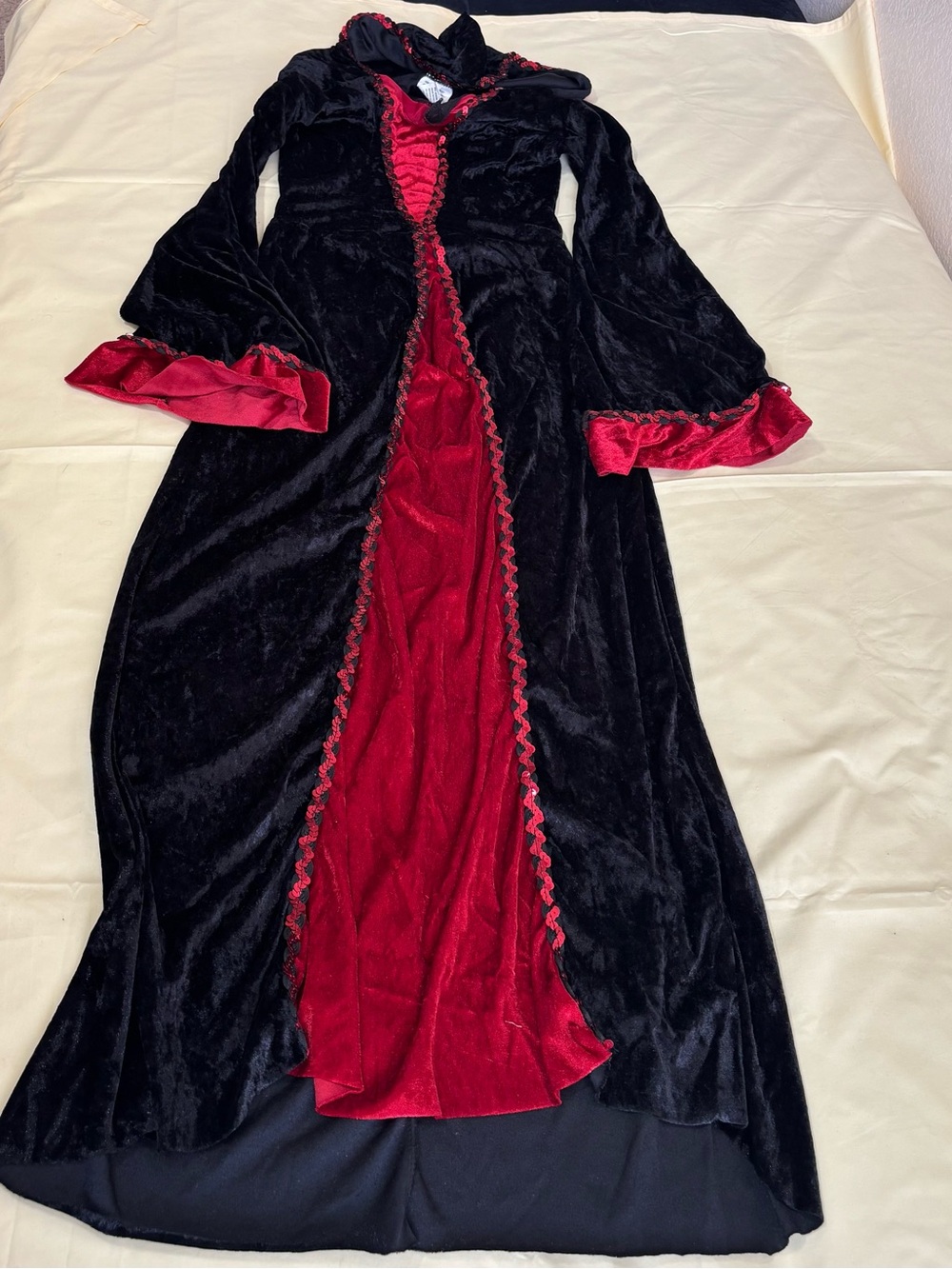 Black and Red Velvet sequins witch/ sorceress Long Dress OS